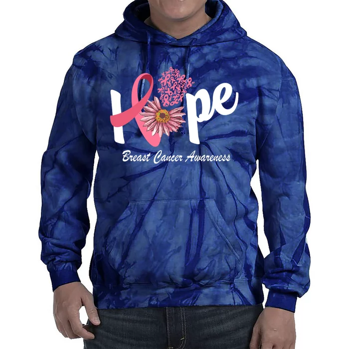 Hope Breast Cancer Awareness Flower Ribbon Tie Dye Hoodie