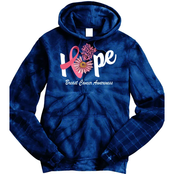 Hope Breast Cancer Awareness Flower Ribbon Tie Dye Hoodie