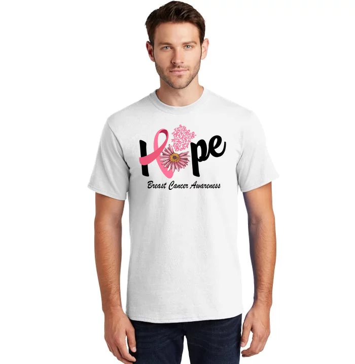 Hope Breast Cancer Awareness Flower Ribbon Tall T-Shirt