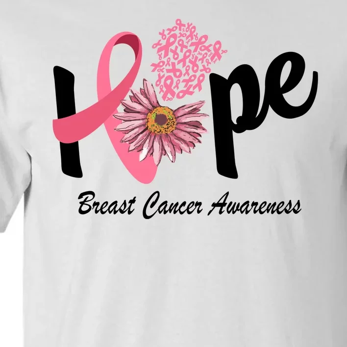 Hope Breast Cancer Awareness Flower Ribbon Tall T-Shirt