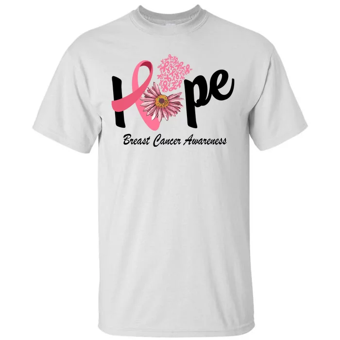 Hope Breast Cancer Awareness Flower Ribbon Tall T-Shirt