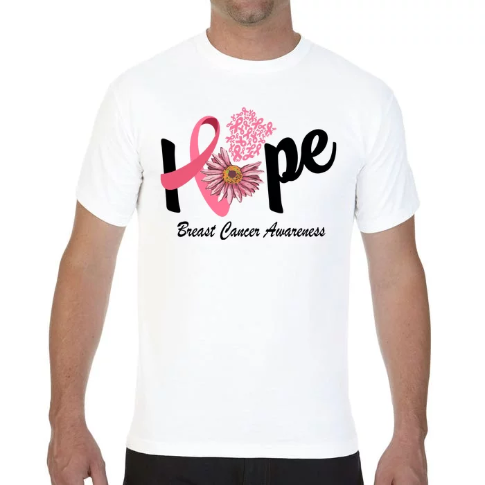 Hope Breast Cancer Awareness Flower Ribbon Comfort Colors T-Shirt