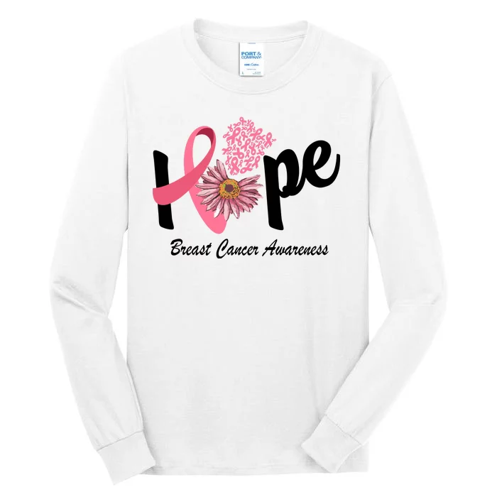 Hope Breast Cancer Awareness Flower Ribbon Tall Long Sleeve T-Shirt