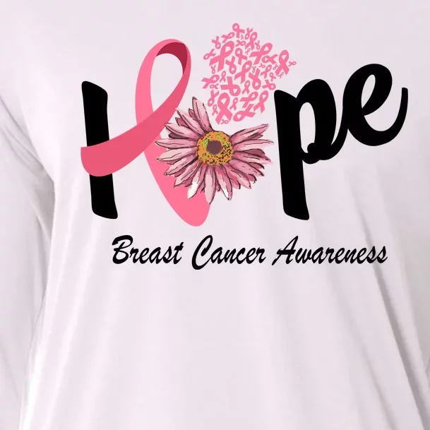 Hope Breast Cancer Awareness Flower Ribbon Cooling Performance Long Sleeve Crew