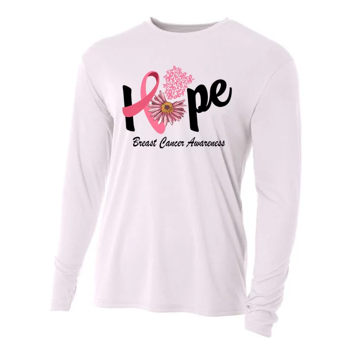 Hope Breast Cancer Awareness Flower Ribbon Cooling Performance Long Sleeve Crew