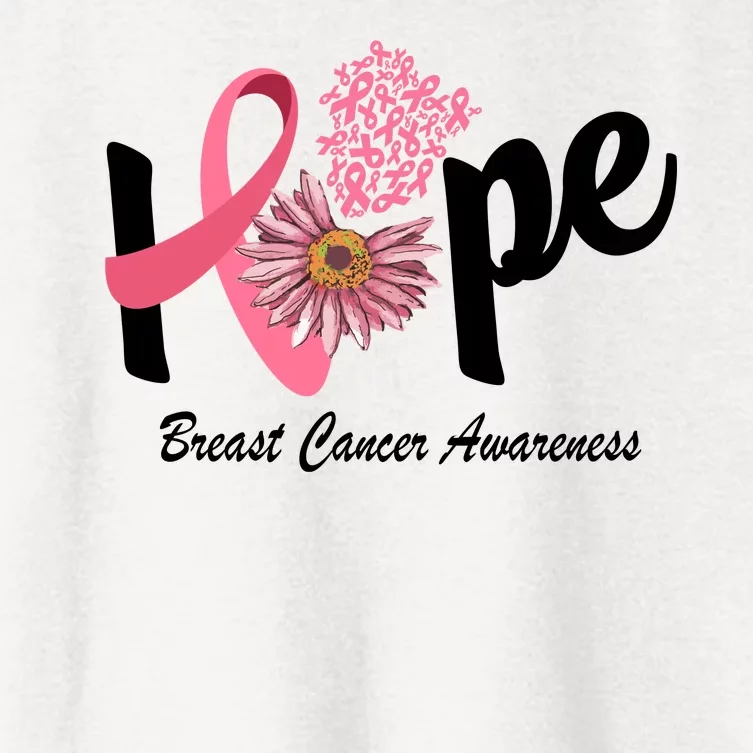 Hope Breast Cancer Awareness Flower Ribbon Women's Crop Top Tee