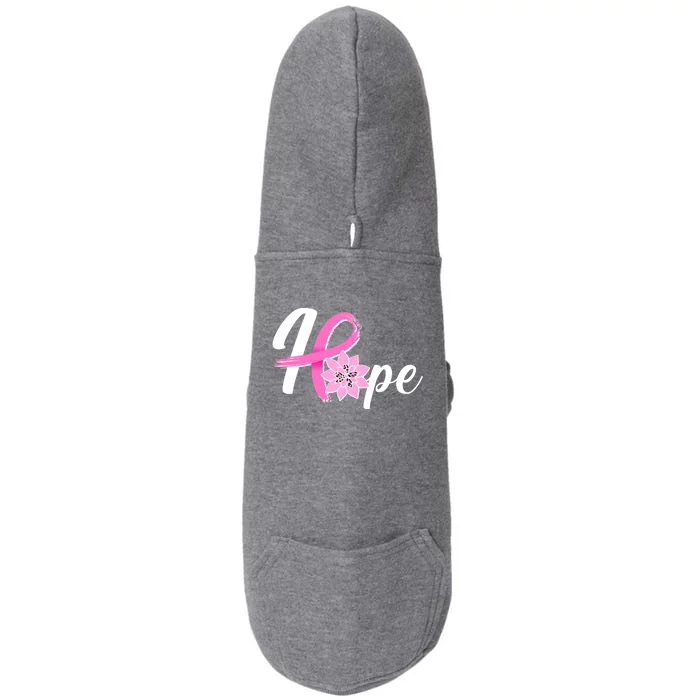 Hope Breast Cancer Awareness Ribbon Flower Doggie 3-End Fleece Hoodie