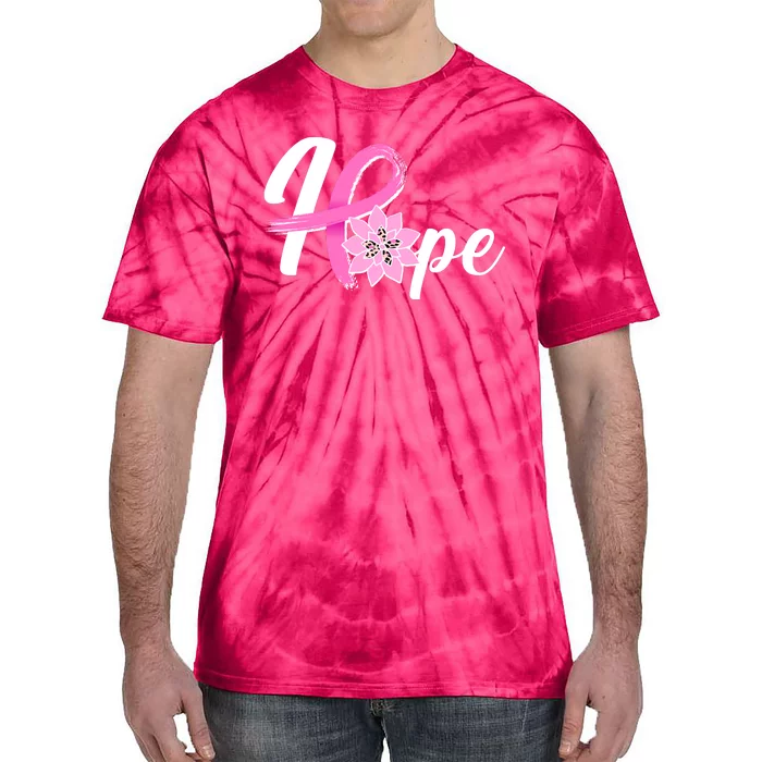 Hope Breast Cancer Awareness Ribbon Flower Tie-Dye T-Shirt