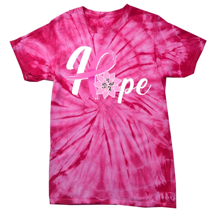 Hope Breast Cancer Awareness Ribbon Flower Tie-Dye T-Shirt