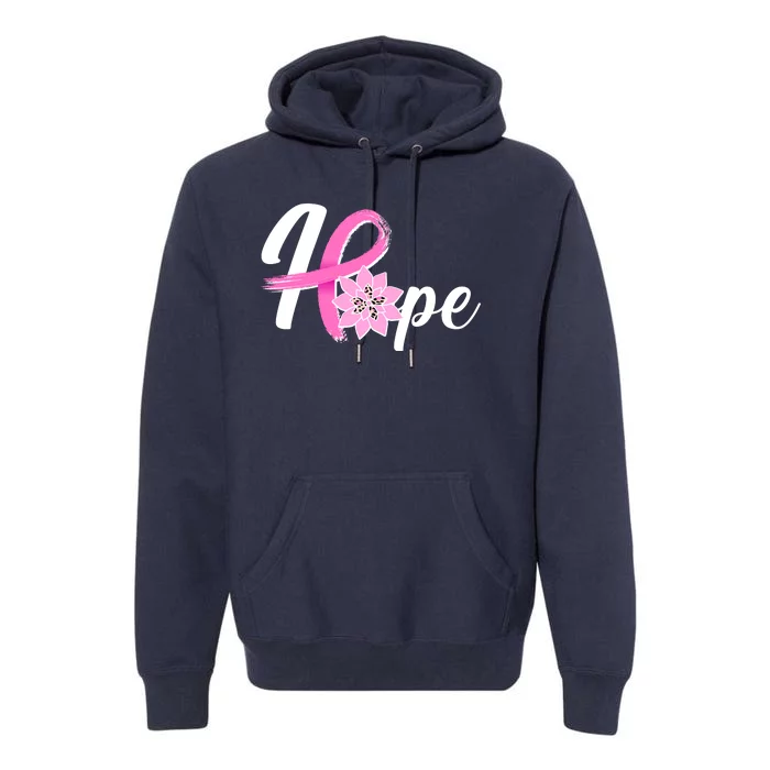 Hope Breast Cancer Awareness Ribbon Flower Premium Hoodie