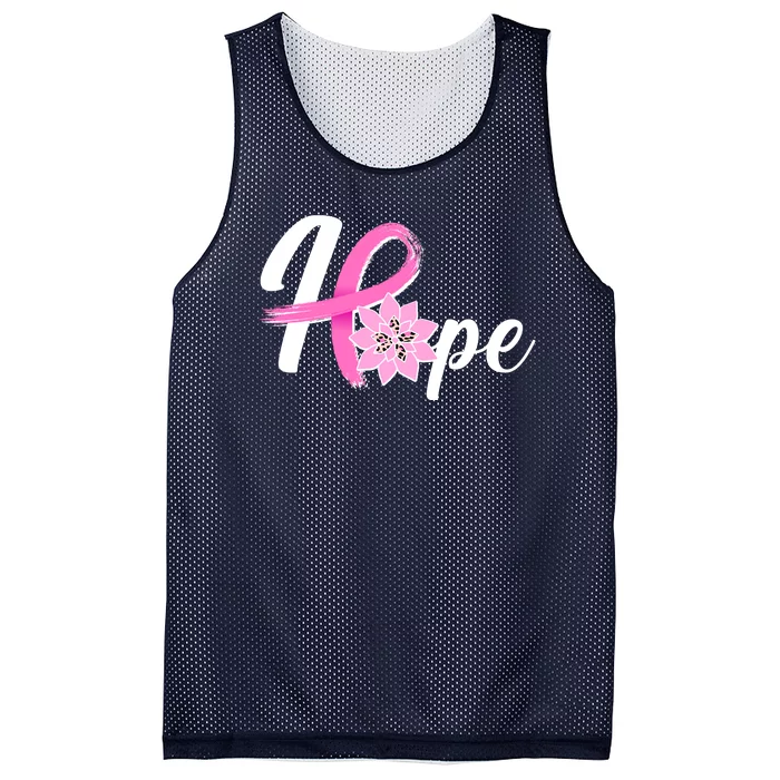 Hope Breast Cancer Awareness Ribbon Flower Mesh Reversible Basketball Jersey Tank