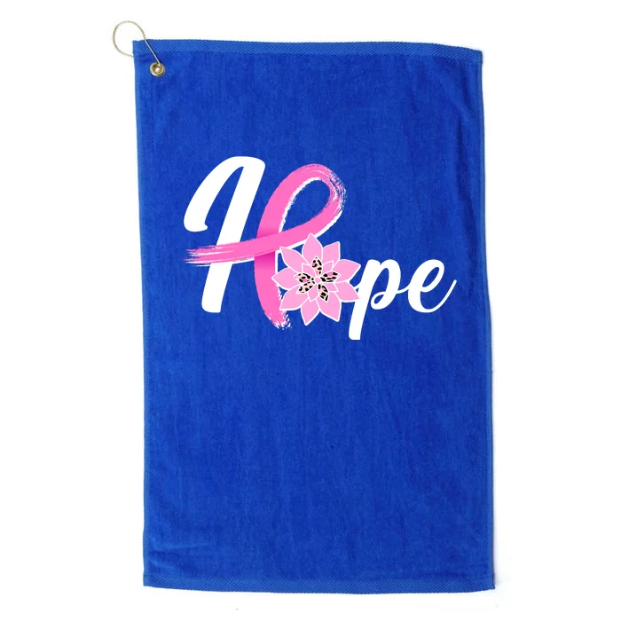 Hope Breast Cancer Awareness Ribbon Flower Platinum Collection Golf Towel