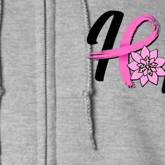 Hope Breast Cancer Awareness Ribbon Flower Full Zip Hoodie