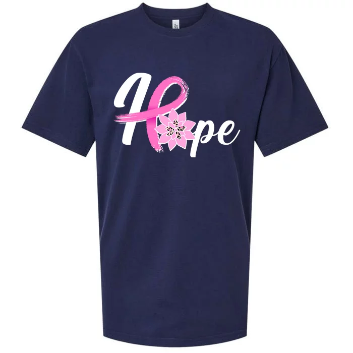 Hope Breast Cancer Awareness Ribbon Flower Sueded Cloud Jersey T-Shirt