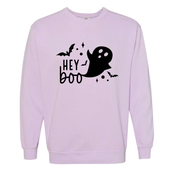 Hey Boo Cute Halloween Ghost Funny Autumn Fall Spooky Gift Garment-Dyed Sweatshirt