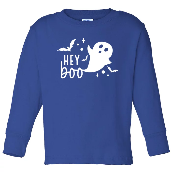 Hey Boo Cute Halloween Ghost Funny Autumn Fall Spooky Gift Toddler Long Sleeve Shirt