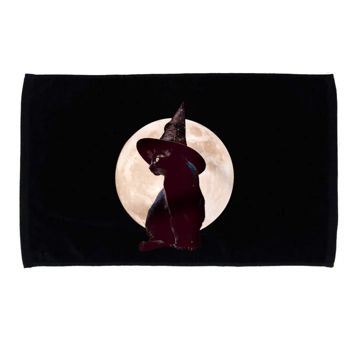 Halloween Black Cat Costume Witch Hat And Moon Gift Microfiber Hand Towel