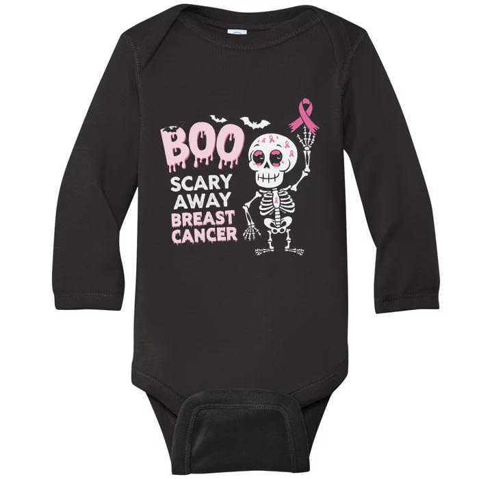 Halloween Breast Cancer Awareness Chemotherapy Pin.K Ribbon Baby Long Sleeve Bodysuit