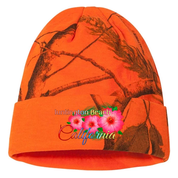 Huntington Beach California Tropical Flowers Family Vacation Gift Kati - 12in Camo Beanie