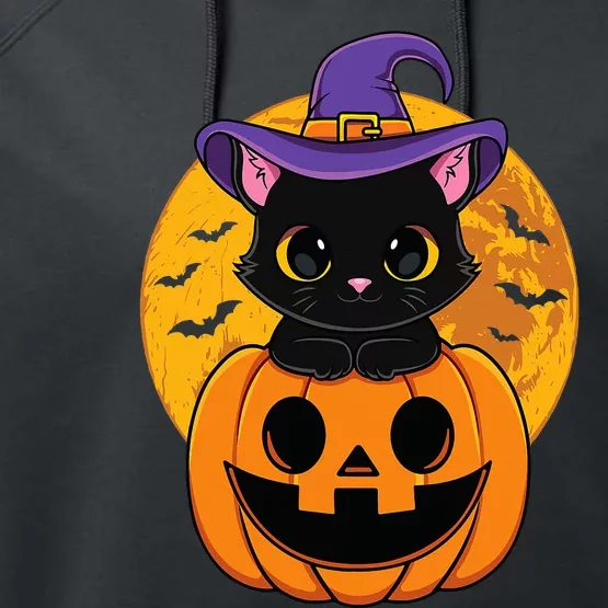 Halloween Black Cat Witch Hat Pumpkin Performance Fleece Hoodie