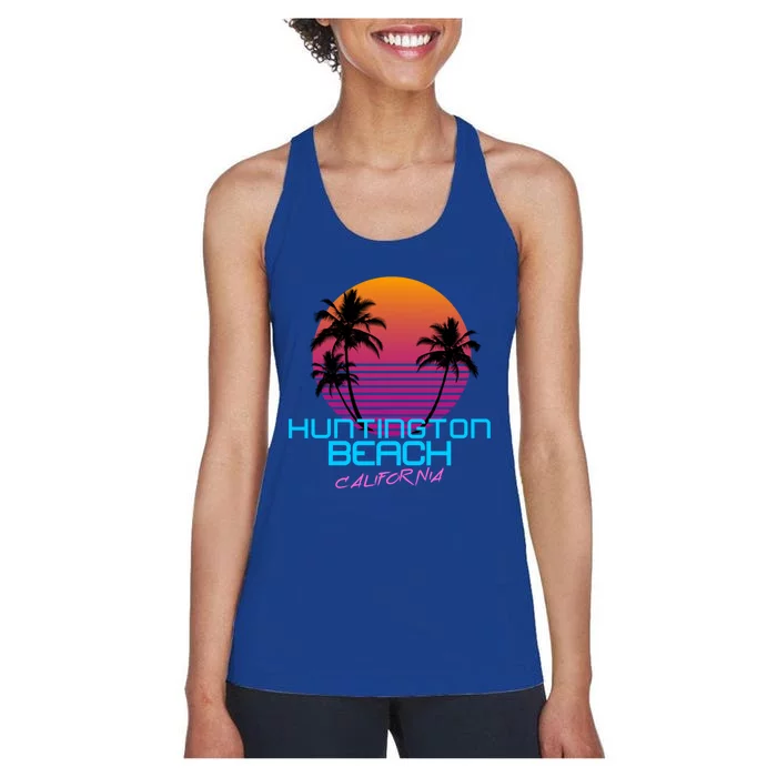 Huntington Beach California Retro 80s Meaningful Gift Women's Racerback Tank