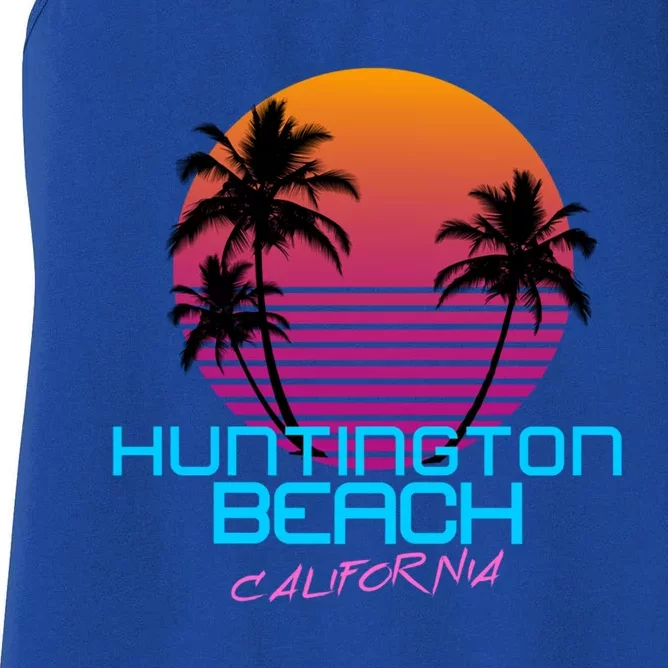 Huntington Beach California Retro 80s Meaningful Gift Women's Racerback Tank