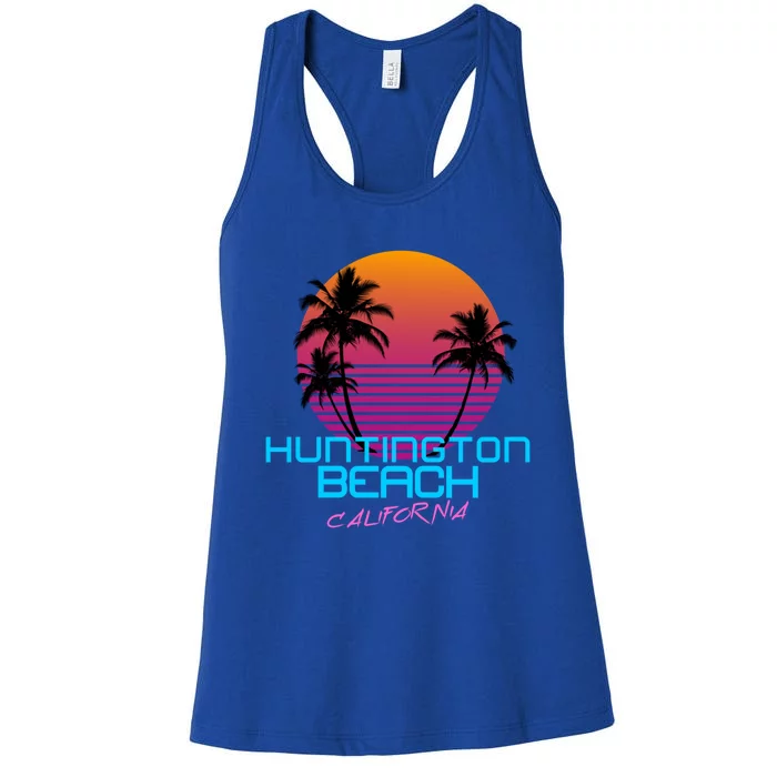 Huntington Beach California Retro 80s Meaningful Gift Women's Racerback Tank