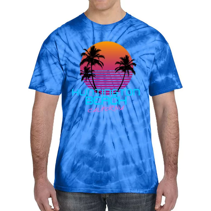 Huntington Beach California Retro 80s Meaningful Gift Tie-Dye T-Shirt