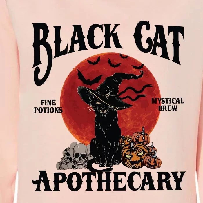 Halloween Black Cat Apothecary Retro Halloween Cat Womens California Wash Sweatshirt