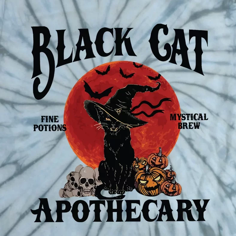 Halloween Black Cat Apothecary Retro Halloween Cat Tie-Dye T-Shirt