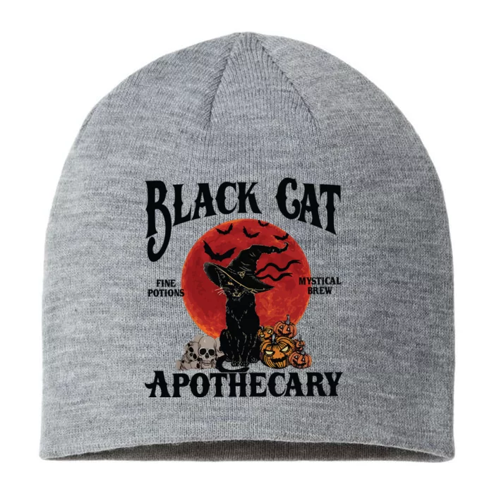 Halloween Black Cat Apothecary Retro Halloween Cat 8 1/2in Sustainable Knit Beanie