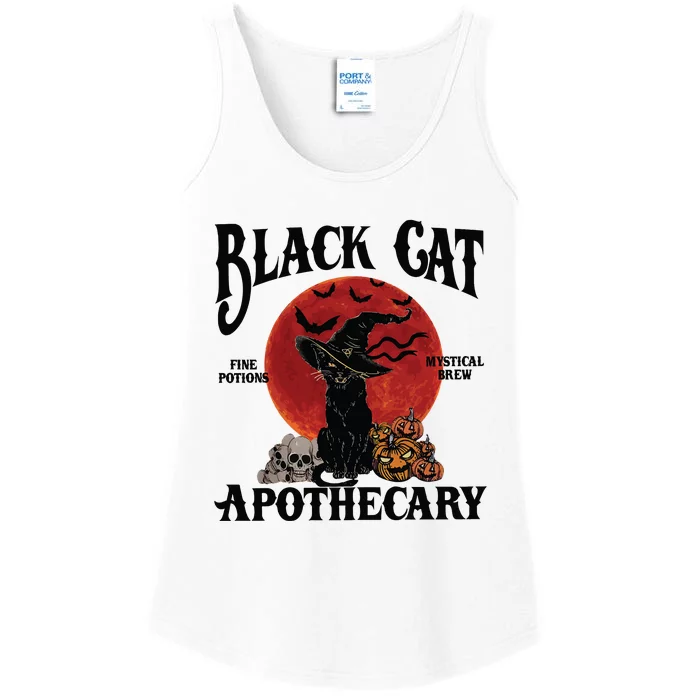 Halloween Black Cat Apothecary Retro Halloween Cat Ladies Essential Tank