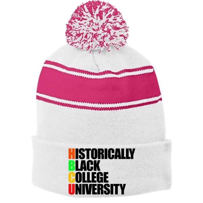 Historically Black College University Hbcu Graduate Hbcu Funny Gift Stripe Pom Pom Beanie