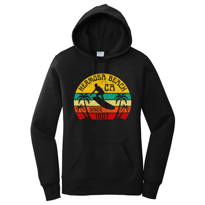 Hermosa Beach California Surfing Surfer Ocean Vintage Women's Pullover Hoodie