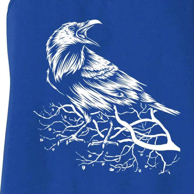 Halloween Bird Creepy Gift Raven Bird Animal Crow Women's Racerback Tank