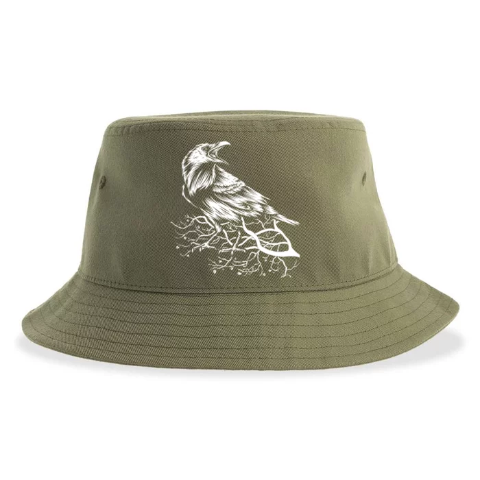 Halloween Bird Creepy Gift Raven Bird Animal Crow Sustainable Bucket Hat