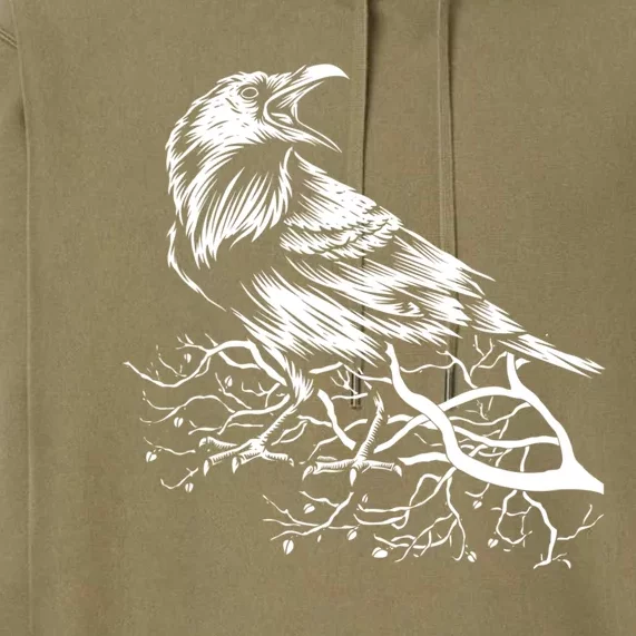 Halloween Bird Creepy Gift Raven Bird Animal Crow Premium Hoodie