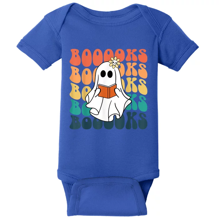 Halloween Booooks Cute Ghost Boo Reading Books Adults Funny Gift Baby Bodysuit