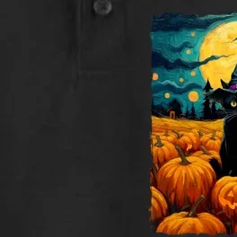 Halloween Black Cat Van Gogh Witch Kawaii Pumpkin Dry Zone Grid Performance Polo