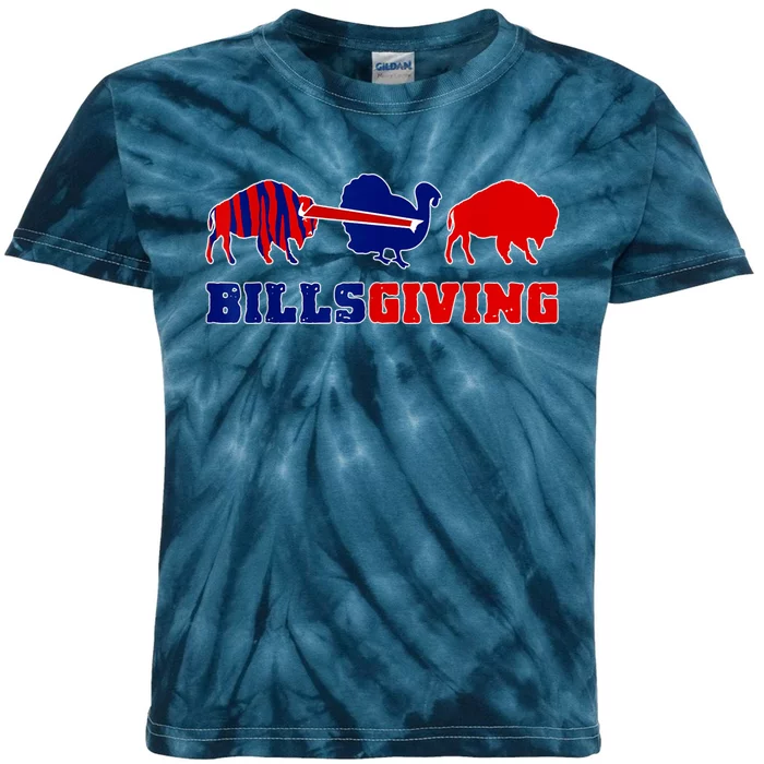 Happy Billsgivings Chicken Football Thanksgiving Kids Tie-Dye T-Shirt