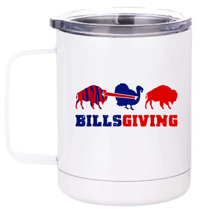 Happy Billsgivings Chicken Football Thanksgiving Front & Back 12oz Stainless Steel Tumbler Cup