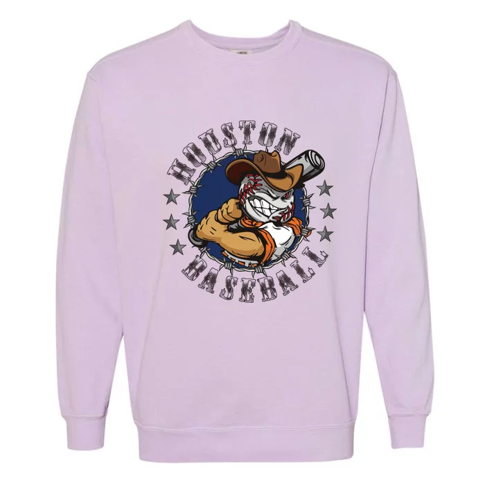 Houston Baseball Cartoon Garment-Dyed Sweatshirt