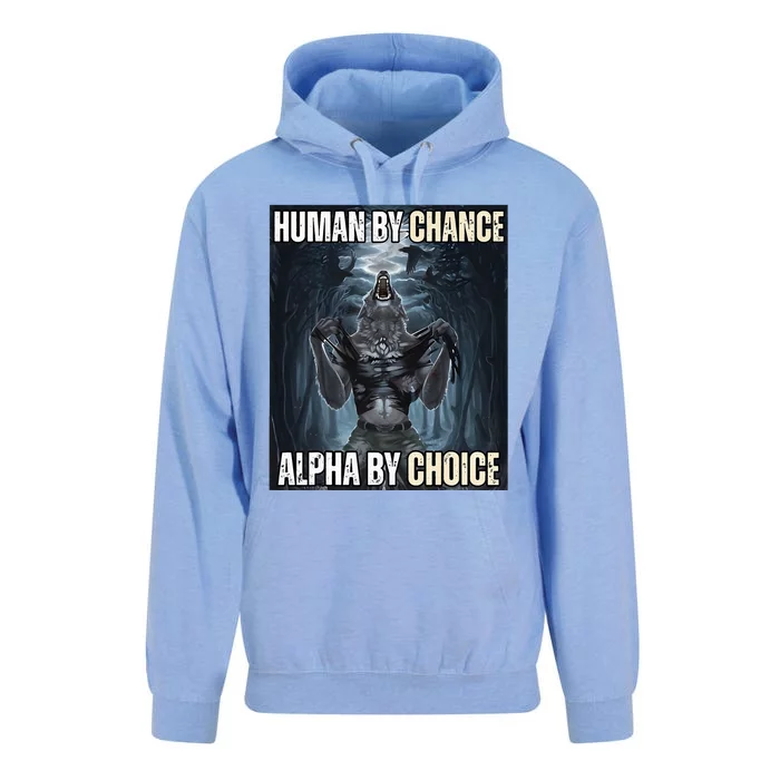 Human By Chance Alpha By Choice Cool Funny Alpha Wolf Unisex Surf Hoodie