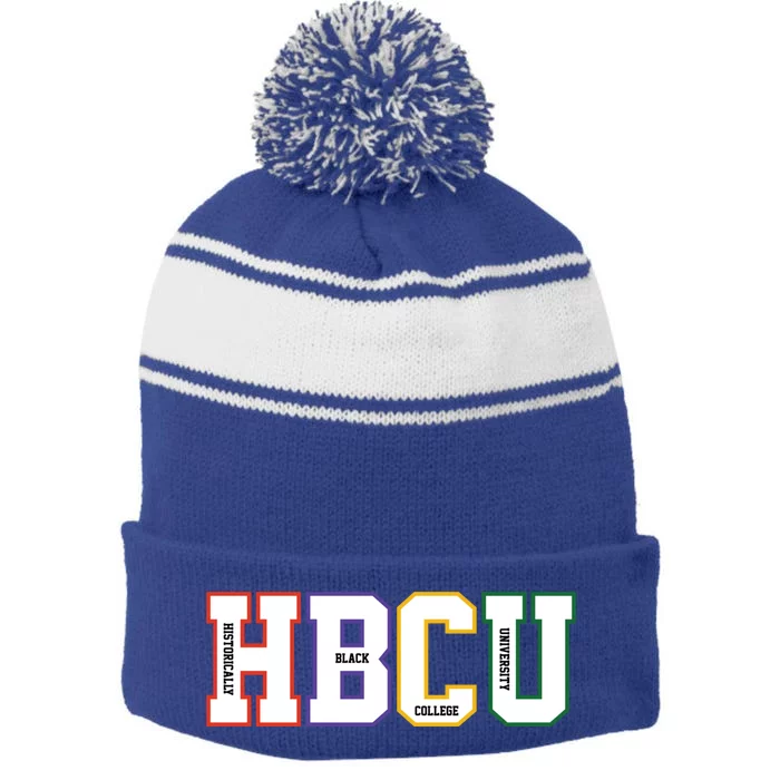 Historically Black College University Student Hbcu Made Gift Stripe Pom Pom Beanie