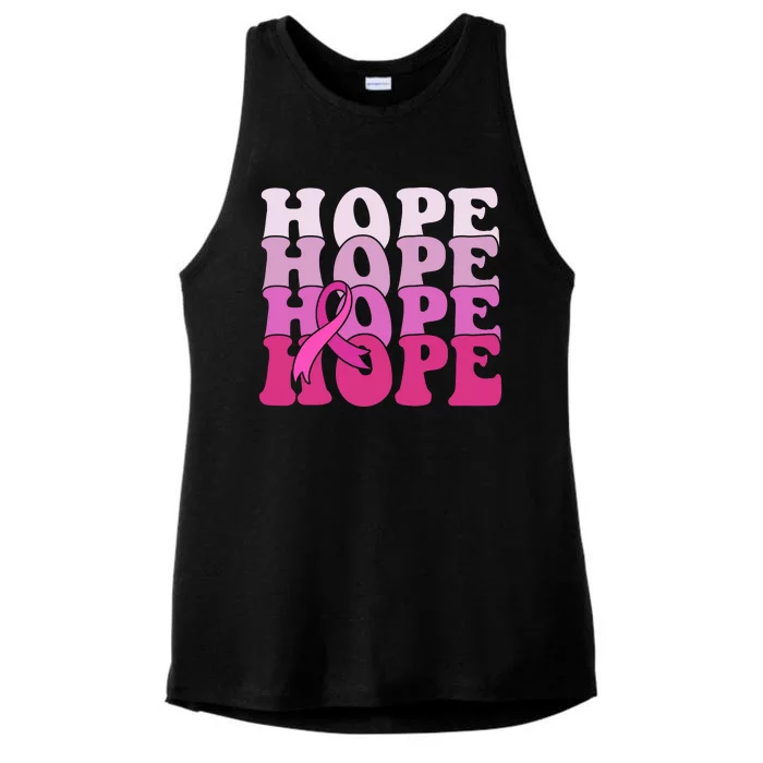 Hope Breast Cancer Awareness Ribbon Ladies Tri-Blend Wicking Tank