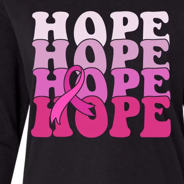 Hope Breast Cancer Awareness Ribbon Womens Cotton Relaxed Long Sleeve T-Shirt