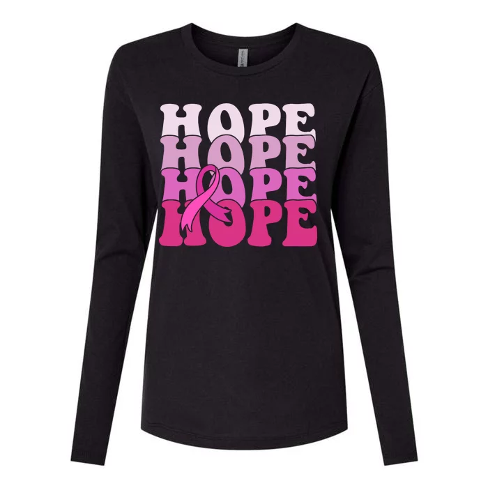 Hope Breast Cancer Awareness Ribbon Womens Cotton Relaxed Long Sleeve T-Shirt