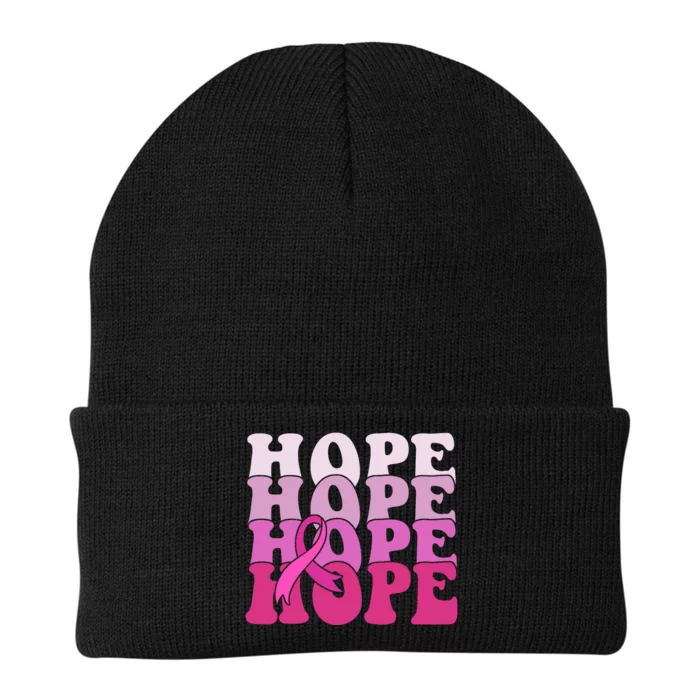 Hope Breast Cancer Awareness Ribbon Knit Cap Winter Beanie