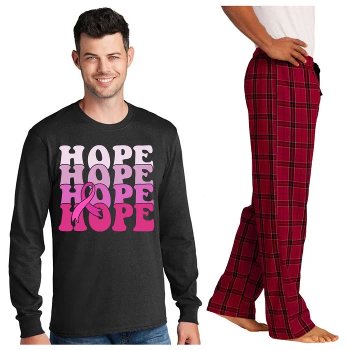 Hope Breast Cancer Awareness Ribbon Long Sleeve Pajama Set