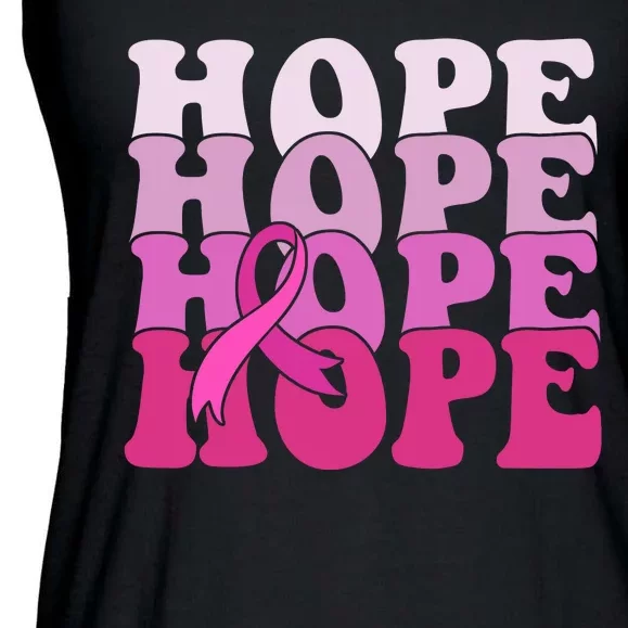 Hope Breast Cancer Awareness Ribbon Ladies Essential Flowy Tank